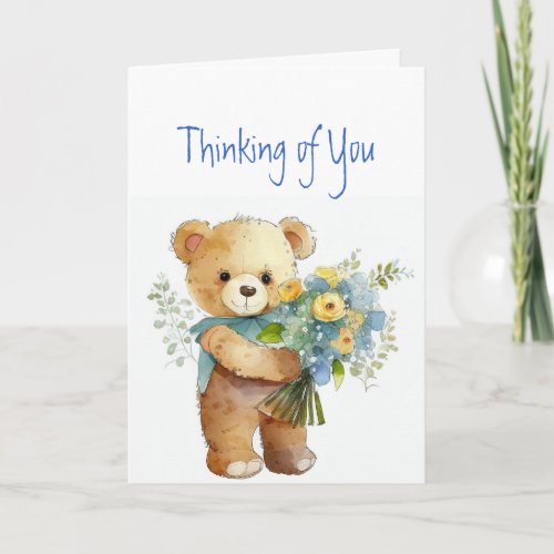 Thinking of You Flowers   Teddy Bear Card
