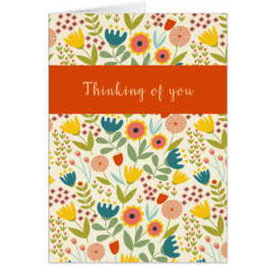 Thinking of You Folk Art Hello Greeting Cards