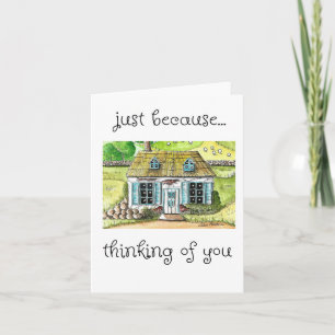 Thinking of You, Folk Art Painting Print Card