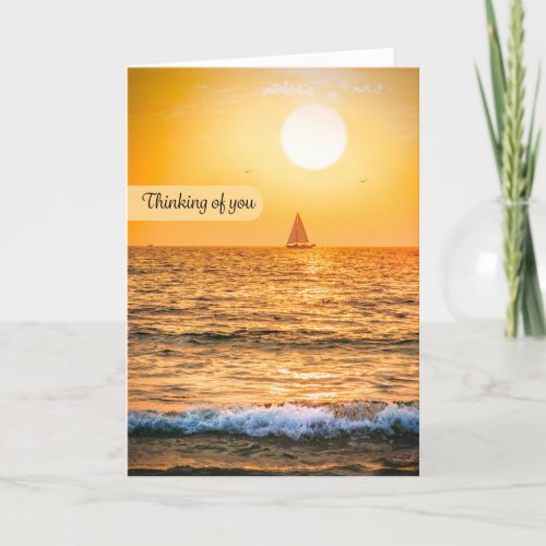 Thinking of You for Anyone Sailboat on the Ocean  Holiday Card