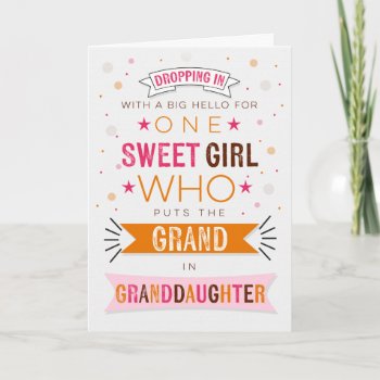 Thinking Of You For Young Granddaughter Pink Card by SalonOfArt at Zazzle