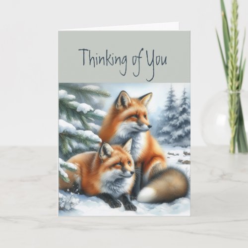 Thinking of You Foxes Animal Wildlife Nature Art Card