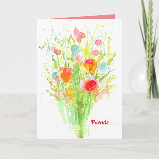 Thinking Of You Friend Wildflower Bouquet Card (Front)