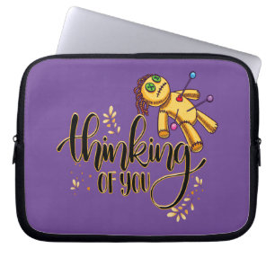Thinking of You Funny Halloween Voodoo Doll Laptop Sleeve