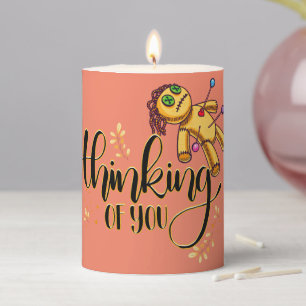 Thinking of You Funny Halloween Voodoo Doll Pillar Candle