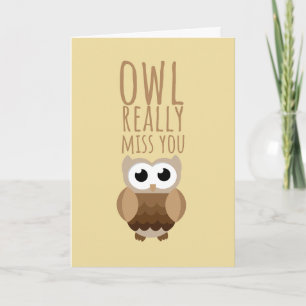 Thinking of You Funny Owl Pun Leaving Farewell Card