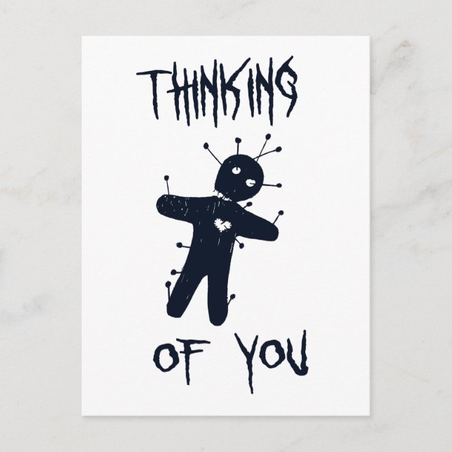 Thinking of You - Funny Sarcastic Voodoo Doll Postcard (Front)
