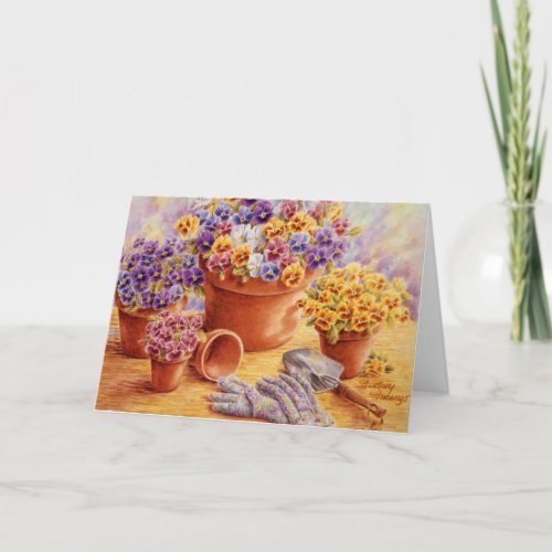 Thinking of You Garden Pansies Greeting Card