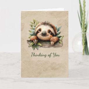 Thinking of You Gentle Sloth Watercolor Card