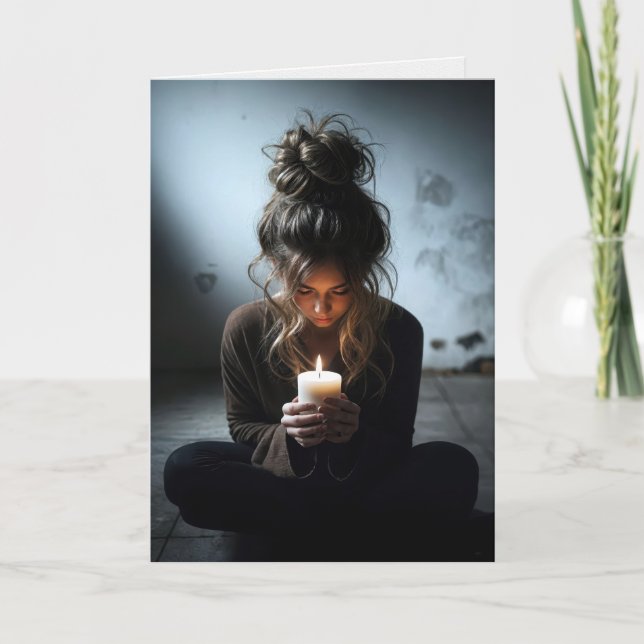 Thinking of You Girl in a Dark Room Card (Front)