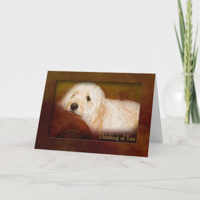 THINKING OF YOU  - GOLDEN DOODLE (PET) ON SOFA CARD (Front)