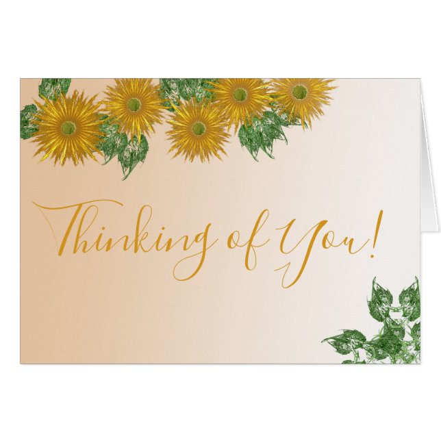 Thinking of You Golden Rustic Flower Art Template (Front Horizontal)