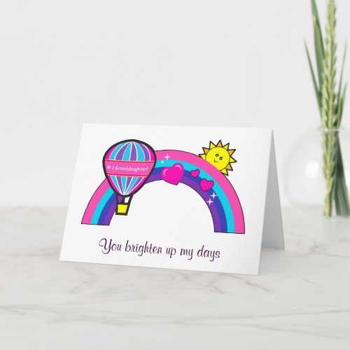 Thinking of You Granddaughter Balloon and Rainbow Card