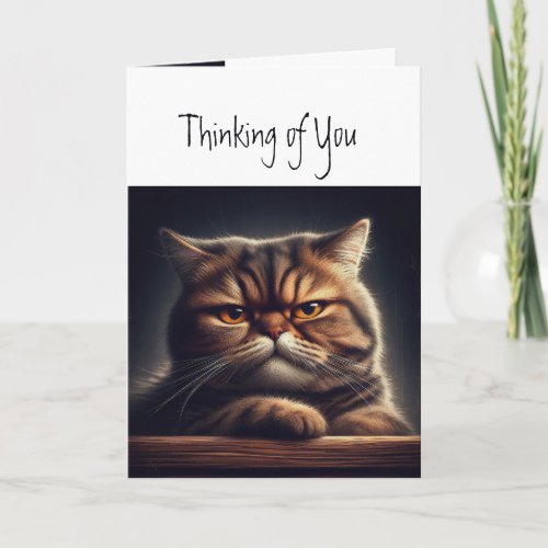 Thinking of You Grumpy Grouchy Cat Kitten Fun Card