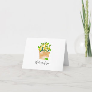 Thinking of You Hand-Drawn Flowers in Basket Boho Card