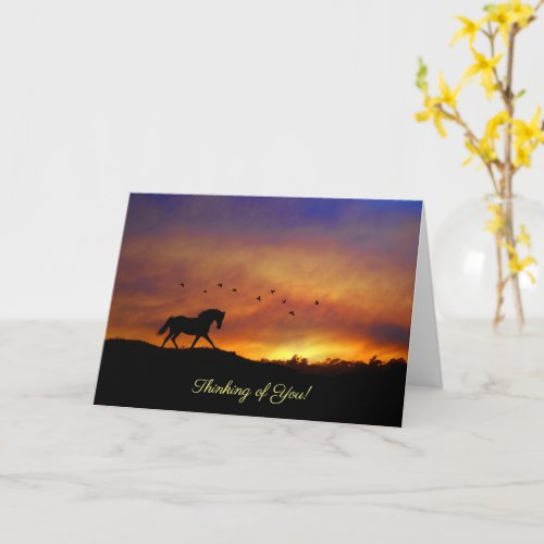 Thinking of You Horse and Birds Cute Card