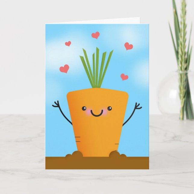 Thinking of You I Care About You Love Carrot Humor Holiday Card (Front)