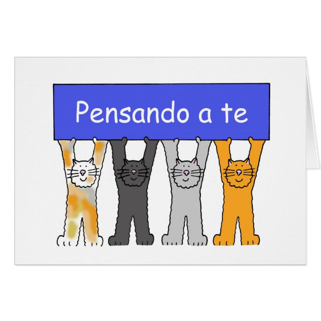 Thinking of You in Italian Cartoon Cats Cards (Front Horizontal)