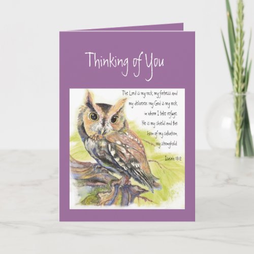 Thinking of You Inspirational  Psalm 182 Owl Card