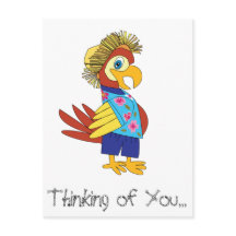 Thinking of You Island Parrot Postcard