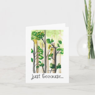 Thinking of You, Just Because, Folk Art Trees Art Card