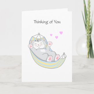 Thinking of You Kitty Cat with Heart in Hammock 