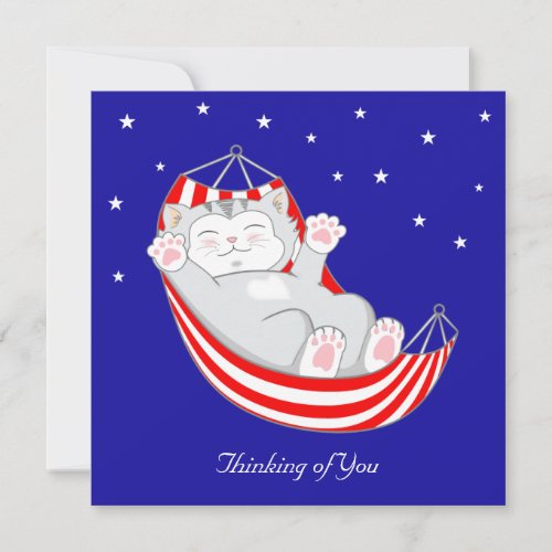 Thinking of You Kitty Cat with Hearts in Hammock C Card