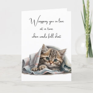 Thinking of You Kitty In a Blanket Card