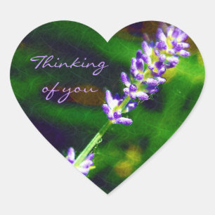 Thinking of You - Lavender Art Heart Sticker