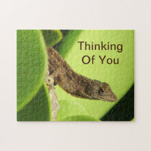 Thinking Of You Leaves Reptile Gecko Friendship Jigsaw Puzzle