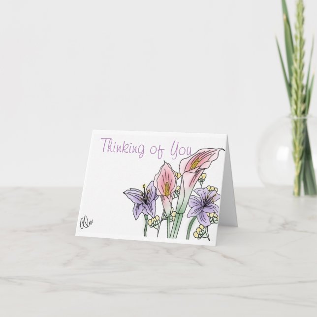 Thinking of you  letterpress thank you card (Front)