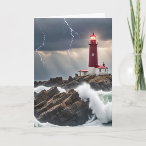 Thinking Of You Lighthouse In a Storm Card