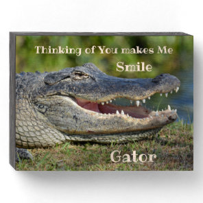 Thinking of You Makes Me Smile Alligator Wooden Box Sign