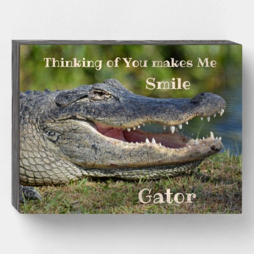 Thinking of You Makes Me Smile Alligator Wooden Box Sign