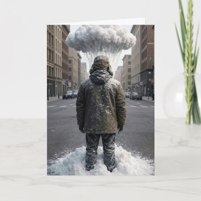 Thinking of You Man Under a Snow Cloud Card (Front)