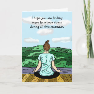 Thinking of you, Miss You, Stress Relief Yoga Card
