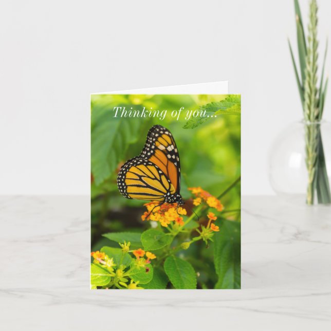 Thinking Of You Monarch On Lantana Card (Front)