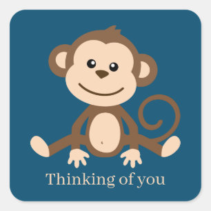 thinking of you monkey sentiment Square Sticker