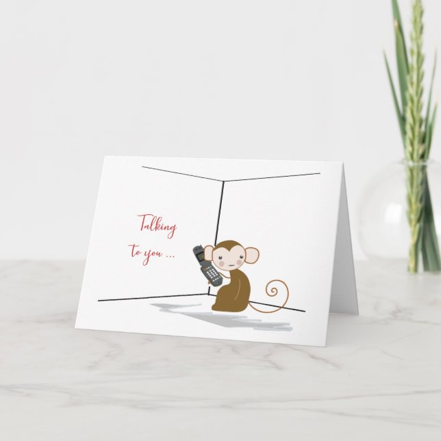 Thinking of You Monkey with Cell Phone Miss You Card (Front)