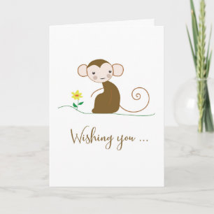 Thinking of You Monkey with Flower Religious Card