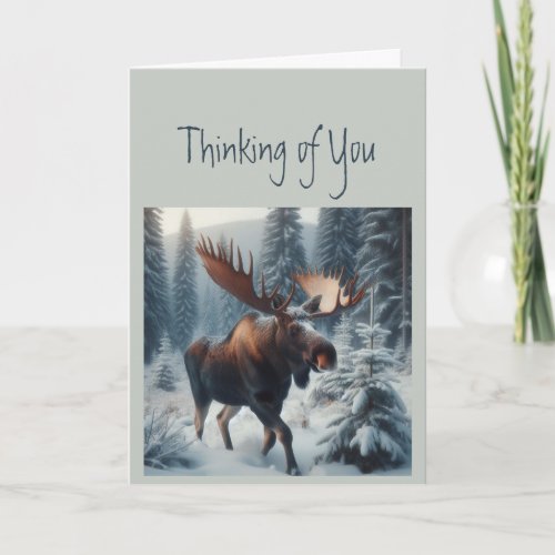 Thinking of You Moose Animal Wildlife Nature Art Card