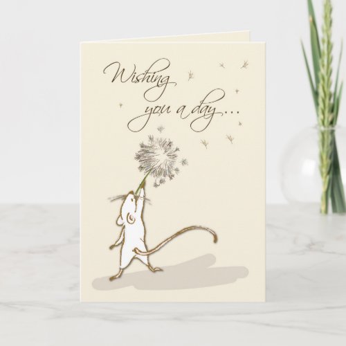 Thinking of You Mouse with Dandelion Wishes Card