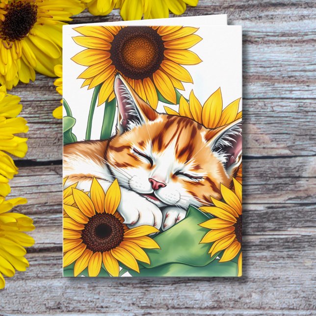 Thinking of You | Napping Cat and Sunflower Card (Creator Uploaded)