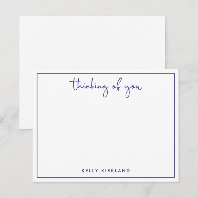 Thinking of You Navy Blue Personal  Note Card (Front/Back)