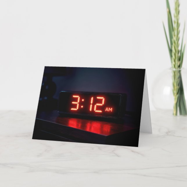 Thinking of You Neon Red LED Clock Card (Front)