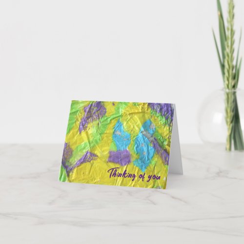 thinking of you note card abstract painted  thank you card