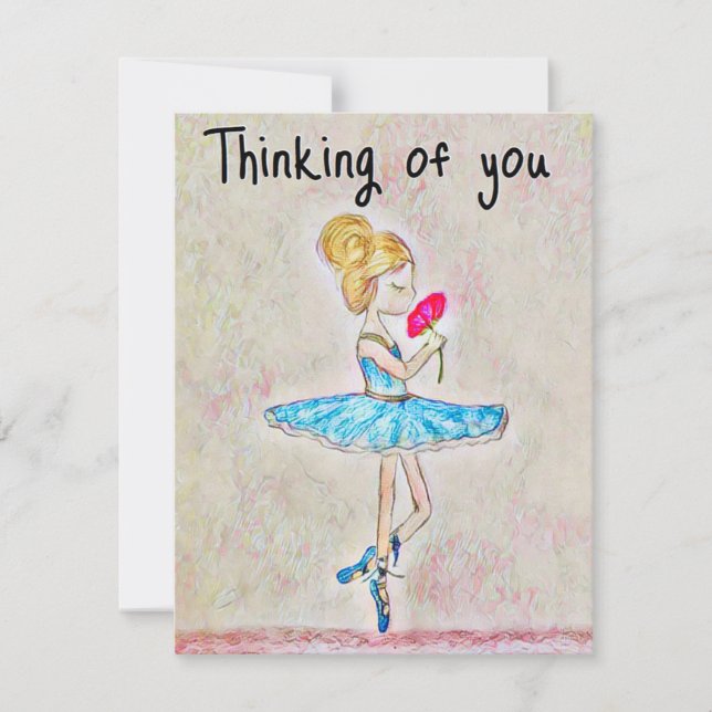 Thinking of you note cards set Ballerina painting (Front)