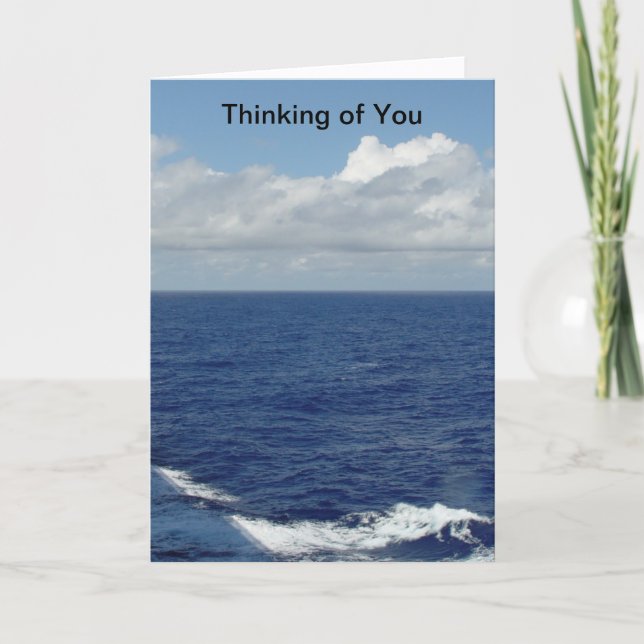Thinking of You Ocean White Clouds Card (Front)
