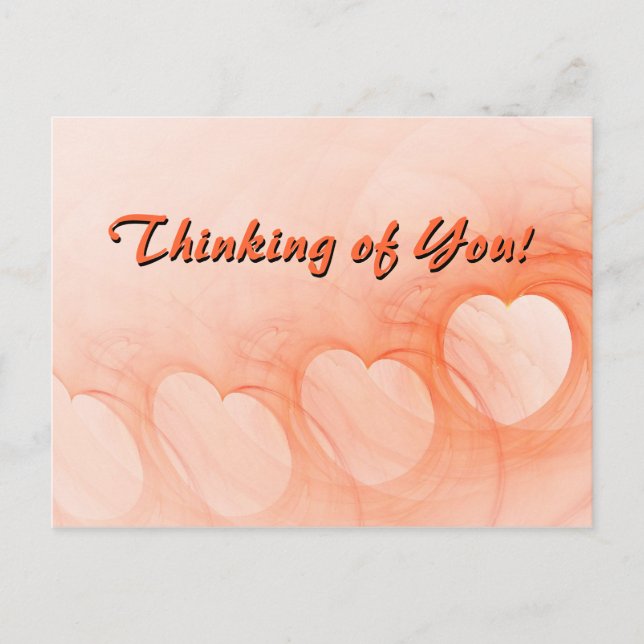 Thinking Of You Orange Line of Heart Abstract Postcard (Front)