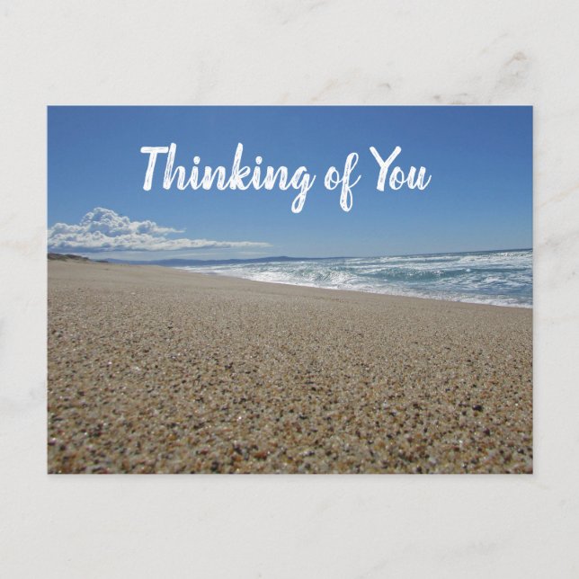 Thinking of You Pacific Coast Vivid Blue Sky Beach Postcard (Front)